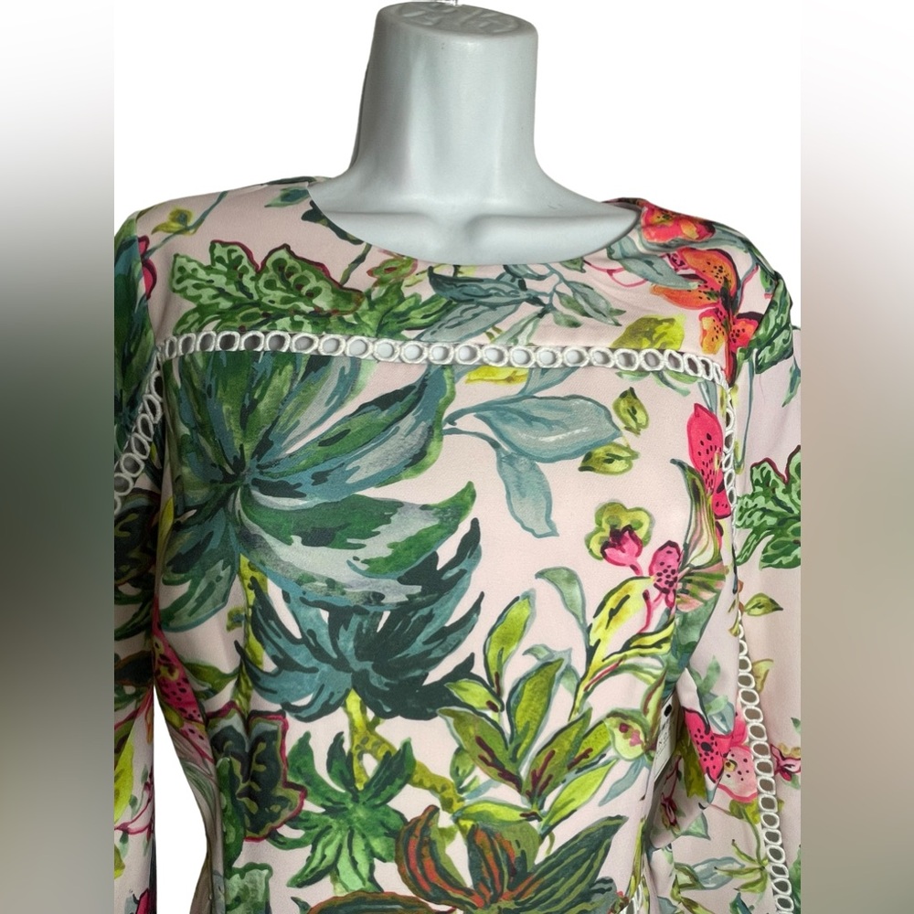 Laundry By Shelli Segal Pink Floral Long Sleeve Shift Dress - Picture 3 of 7